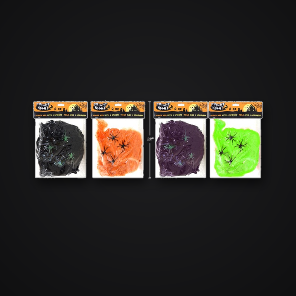 Coloured Spiderweb with 4 Spiders