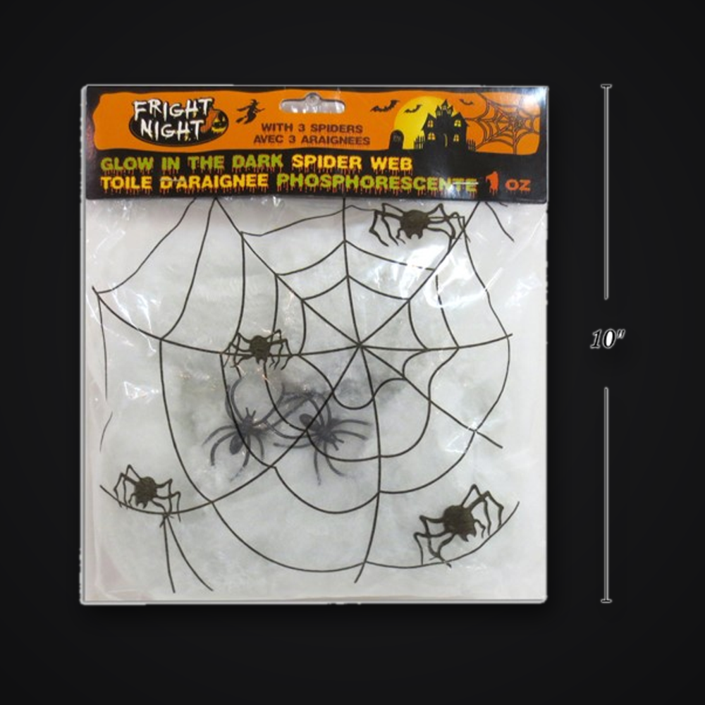 Glow-in-the-Dark Spiderweb with 3 Spiders