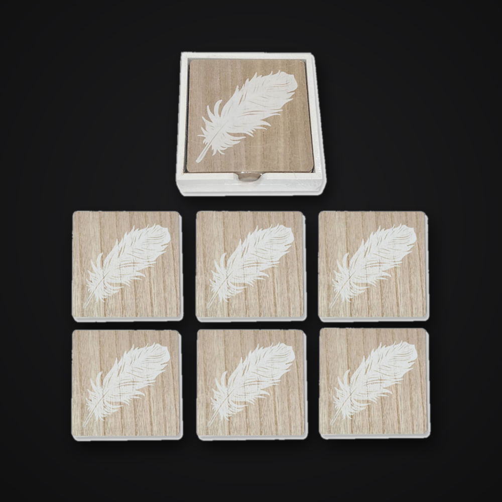 Wooden Coaster Set — Feather