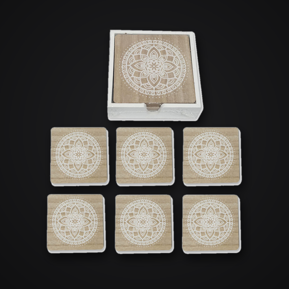 Wooden Coaster Set — Mandala
