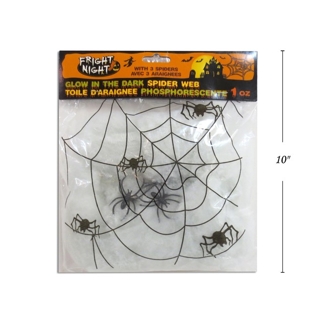 Glow-in-the-Dark Spiderweb with 3 Spiders