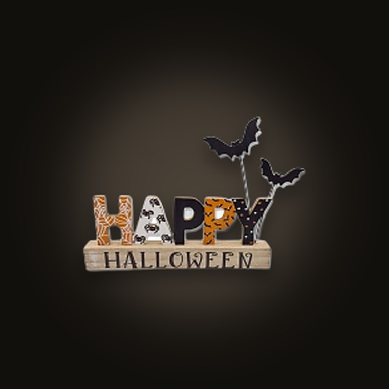 Hween Wooden Plaque Happy Halloween 26x20.5cm