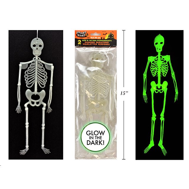 Halloween Glow-in-the-Dark Skeleton Hanging 2pk 32cm