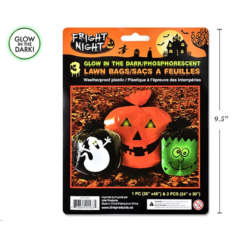 Halloween Glow in the Dark Lawn Leaf Bags 3pk