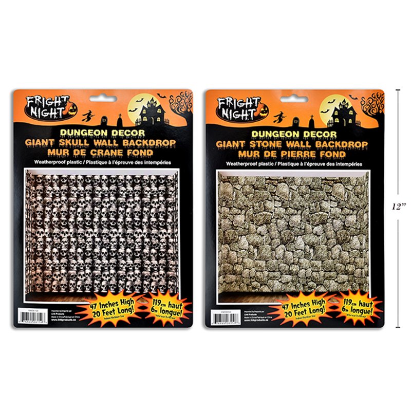 Halloween Giant Stone Wall Dungeon Back Drop 120x609cm 2 Assorted