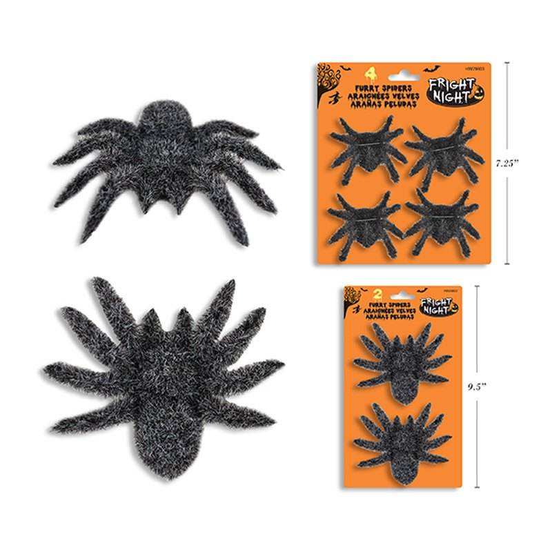 Halloween Spiders Furry 4pk 6.3x7.3cm/ 2pk 8.9x11.7cm
