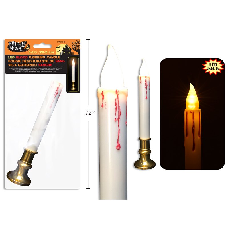 Halloween LED Flickering Blood Dripping Taper Candle 23cm