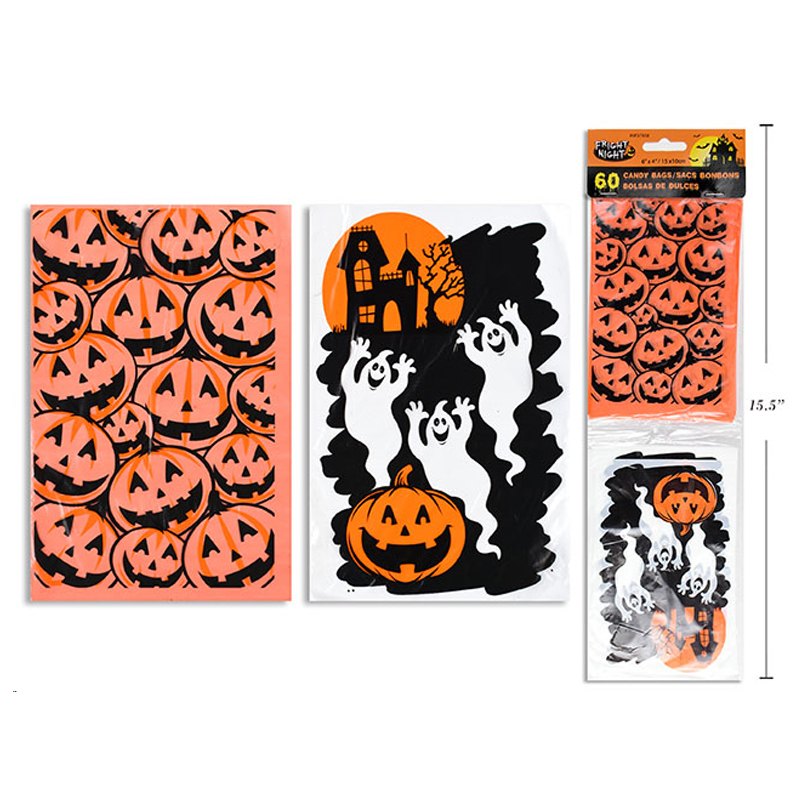 Halloween Candy Bags 60pk 10x15cm 2 Assorted