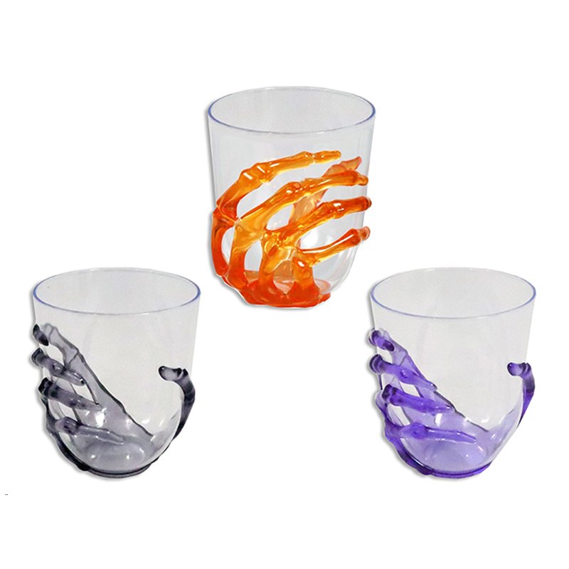 Halloween Skeleton Hand Plastic Cup 430ml 10x9cm Assorted Colours