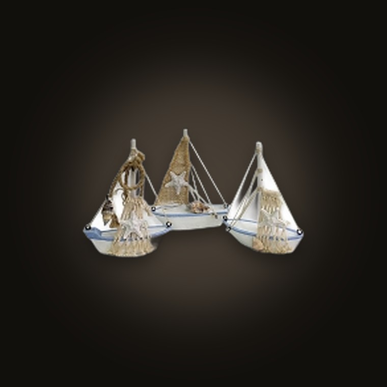 Sea - Wooden Sail Boat Mii 15CM 3ASST