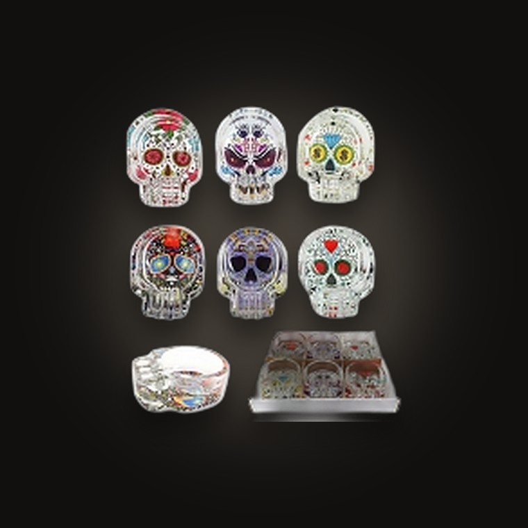 Ashtray Glass Printed Skull DSN 9.5X6.7CM