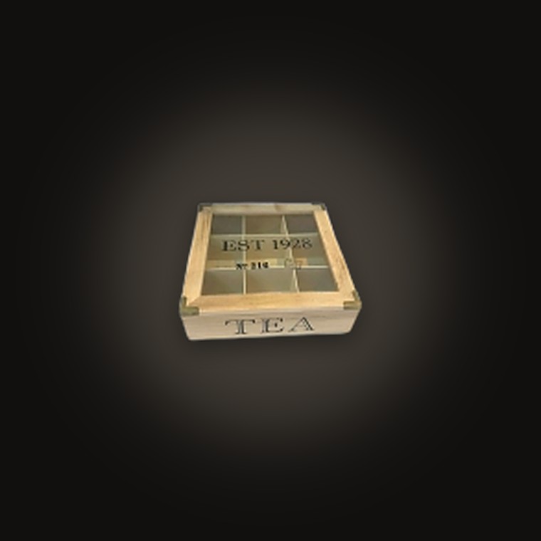 Wooden Tea Box 9 Section 24X24X7CM