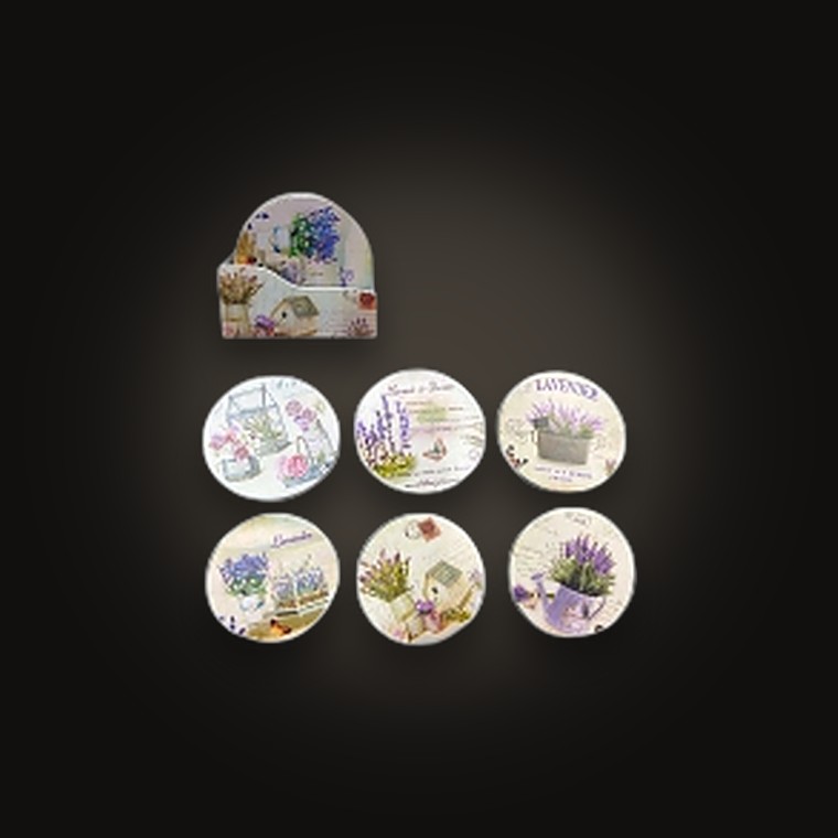 Wooden Coaster Set 6P Lavender