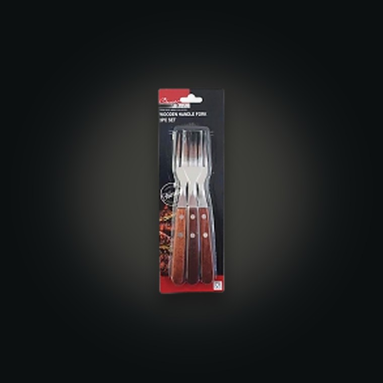 Wooden Handle Fork 3PC Set 20CM