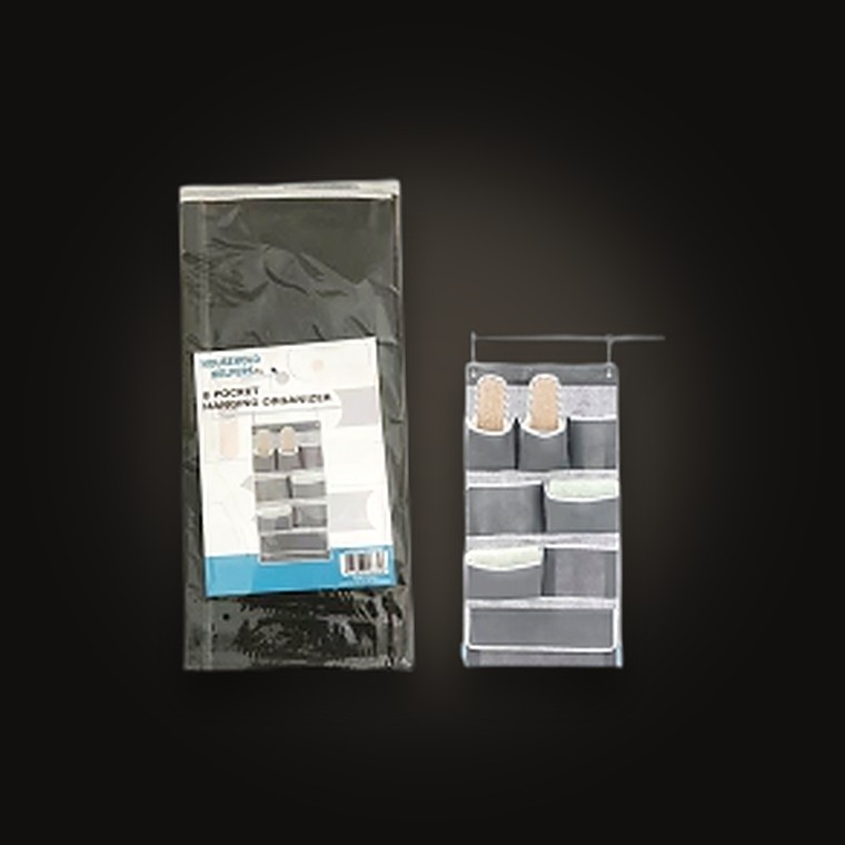 Non-Woven Hanging Organizer 8 Pockets W/2 Hooks 40x80CM