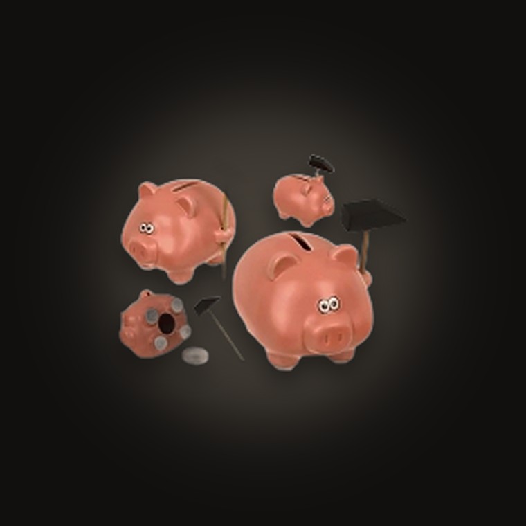 Ceramic Money Pig W/hammer 17.5x14x12.5cm