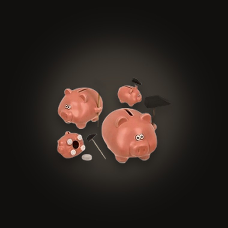 Ceramic Money Pig W/hammer Medium 14.5x11x11cm