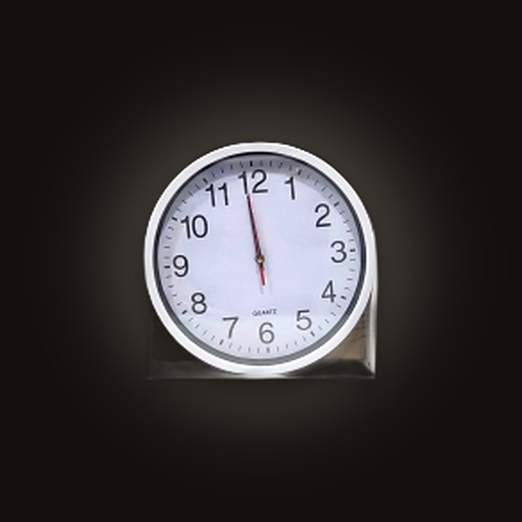 Clock - Plastic Rnd 30CM White/Silver Frame