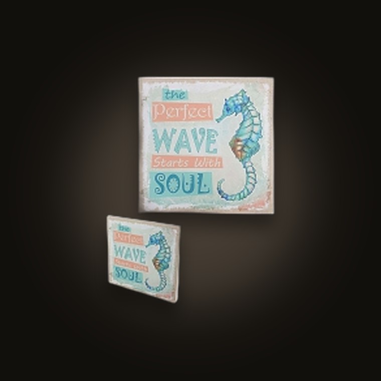 Sea - Plaque W/Seahorse 30X30X2.5CM
