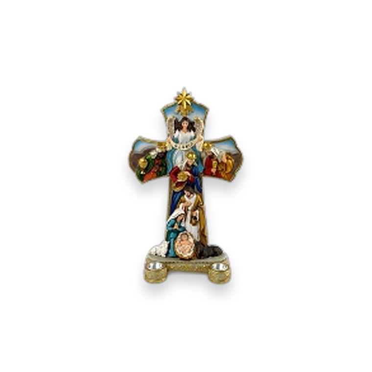Nativity Cross W/Candlestick Holder 19.3X9.3X31.2CM
