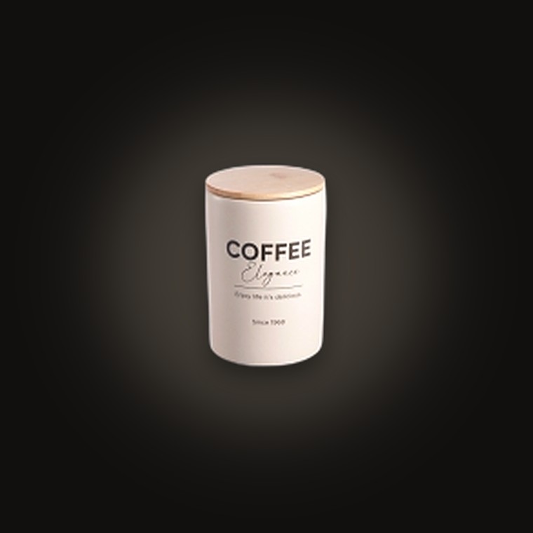 Ceramic Canister Bamboo Lid Coffee 11x15.6cmH