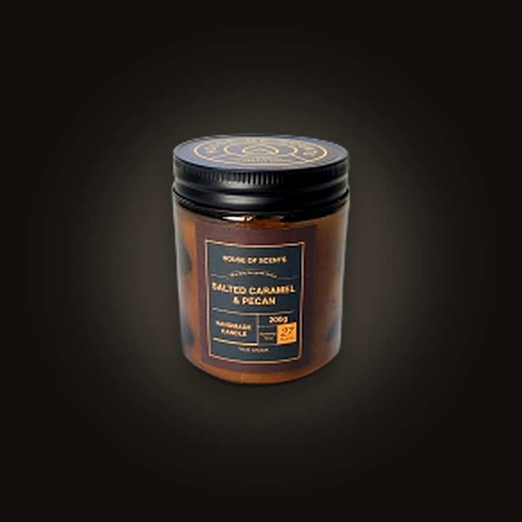 Glass Candle W/Lid D7xH9cm Salted Caramel & Pecan 200G
