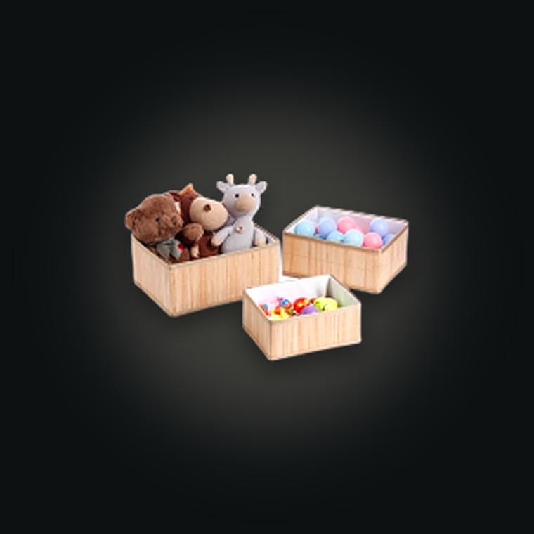 S/3 Bamboo Storage Basket 33X26X15CM Rect