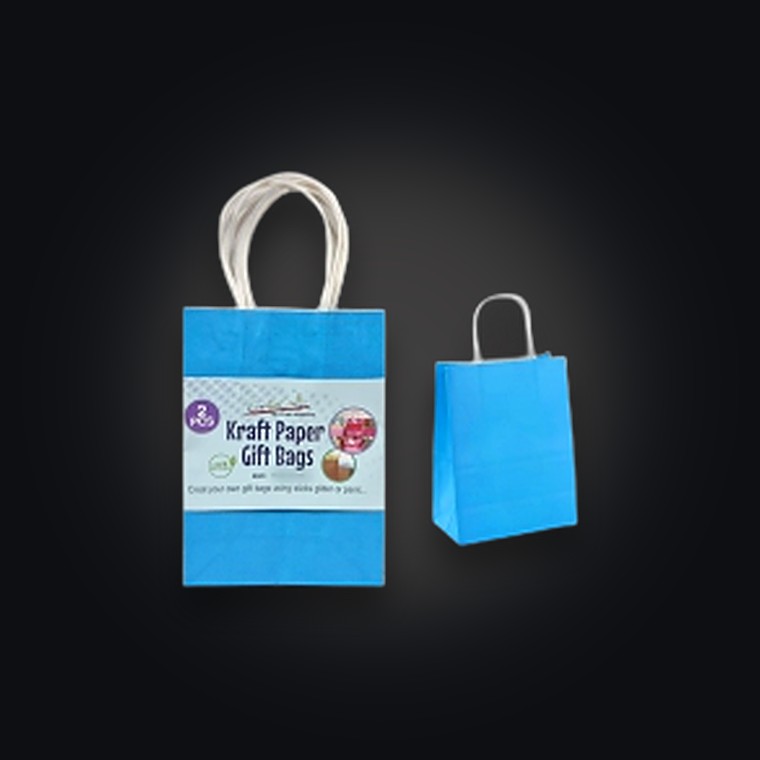 Gift Bag Kraft Paper PK2 Blue 24X33X10CM