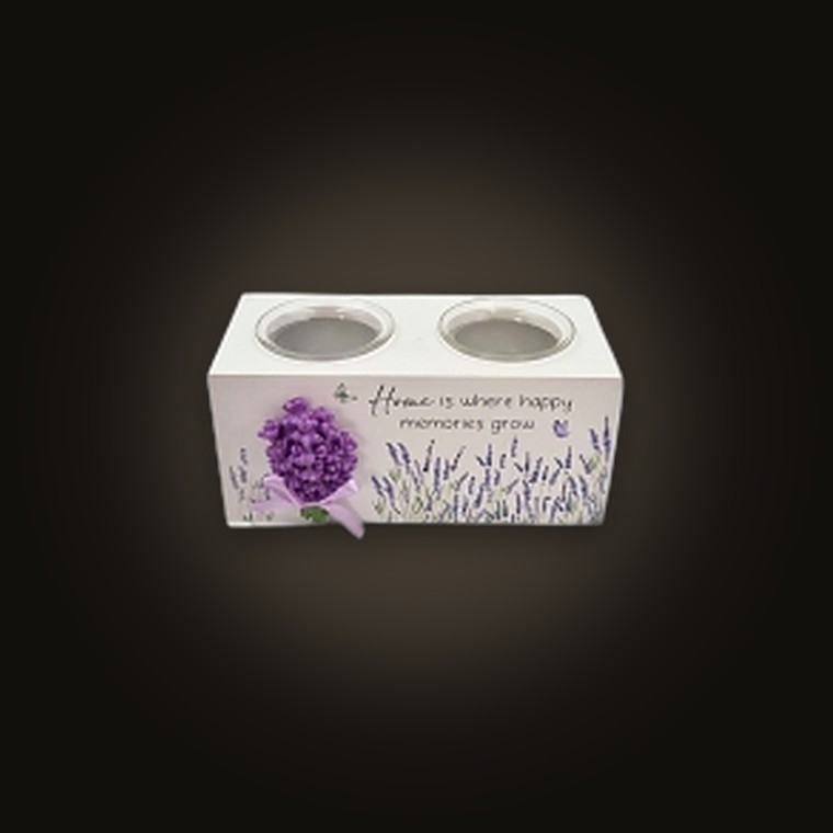 Wooden Lavender Candle Holder 2Cup 17.5x8x8cm