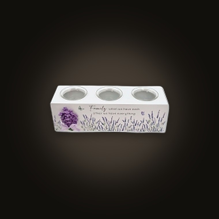 Wooden Lavender Candle Holder 3Cup 26x8x8cm