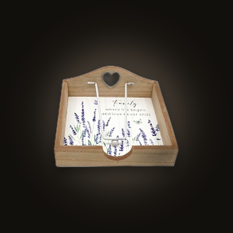 Wooden Lavender Napkin Holder 19x19x7.5cm
