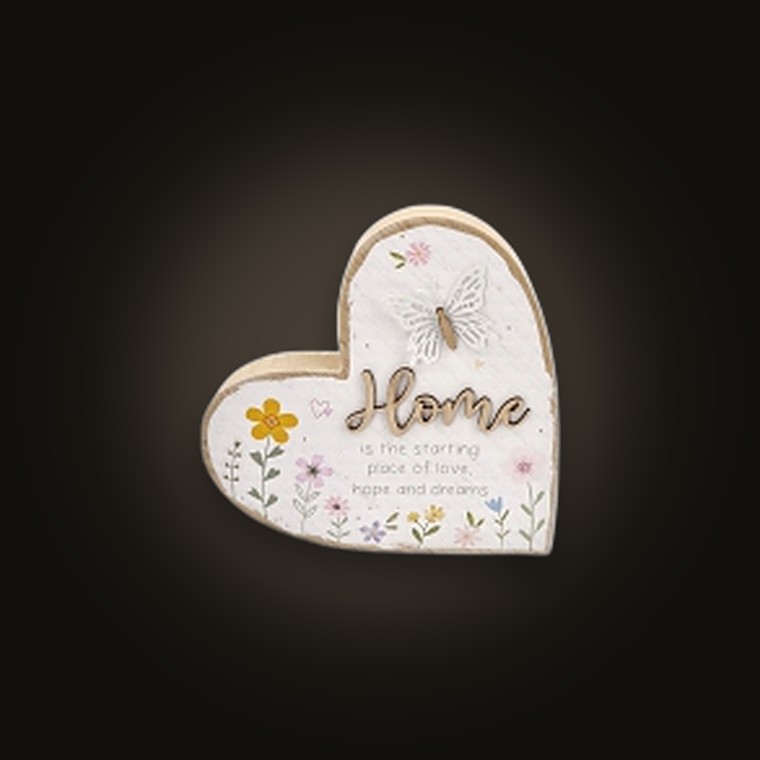 Wooden Heart Plaque 18x18x2.5cm Home