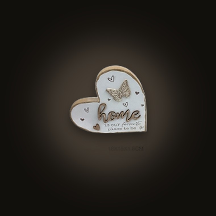 Wooden Heart Plaque 16x15x11.8cm Home