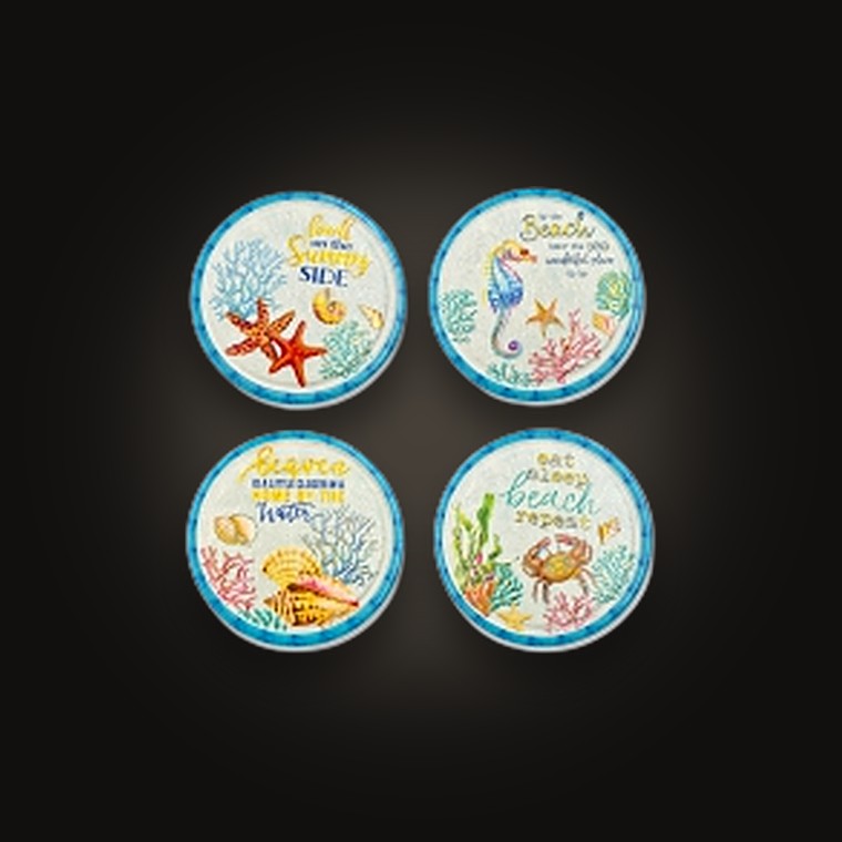 Ceramic Coaster 1p 10.8cm Seashell 4Asst