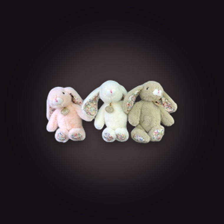 Plush Toy Bunny w/Floral Fabric Ears 30cm
