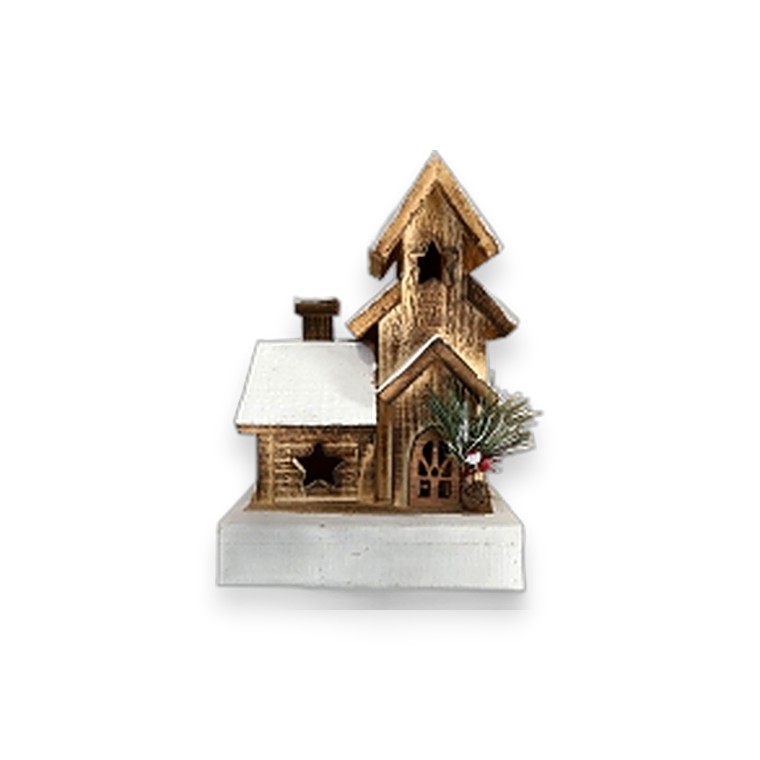 Wooden House 25CM+5LED
