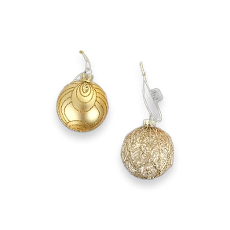 Glass Bauble Handpainted 8CM Gold 2ASST