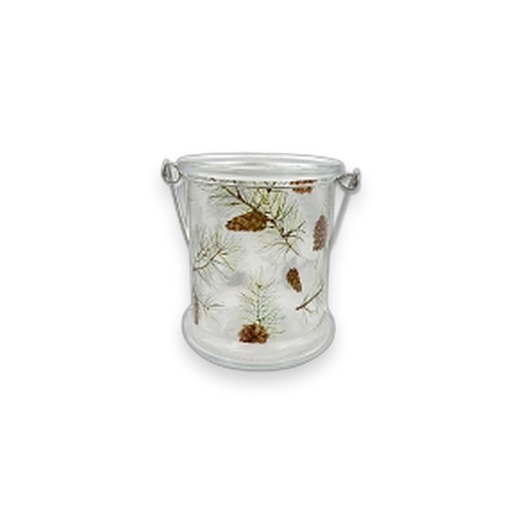 Xmas Candle Holder 2/Metal Handle 8.5x10cm