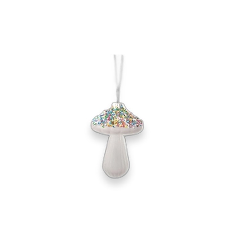 Glass Ornament Mushroom 13.5x9cm Clear Stem
