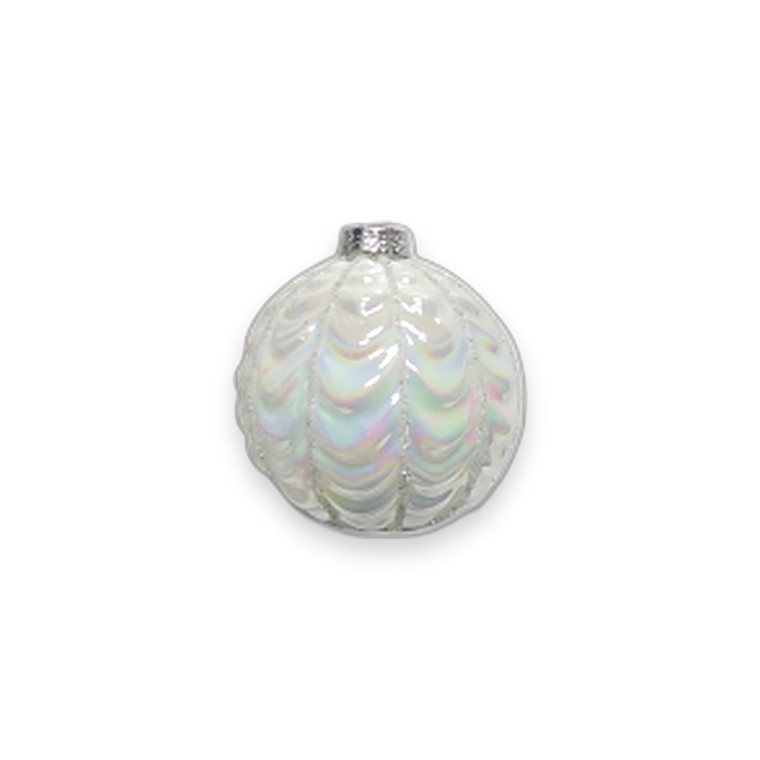 Glass Bauble Pearl White 10cm