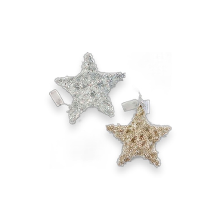 Metal Wire+Tinsel Star 30cm+20LED