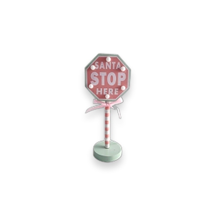 Xmas Wooden Sign Santa Stop 10*24.5cm