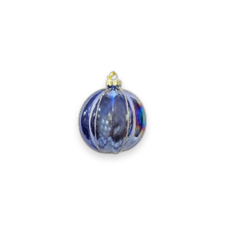 Glass Bauble Ribbed 8cm D Blue