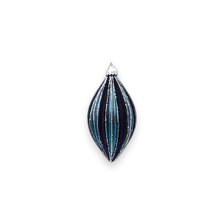 Glass Bauble 2tone Teardrop 7.8X14.5cm Blue